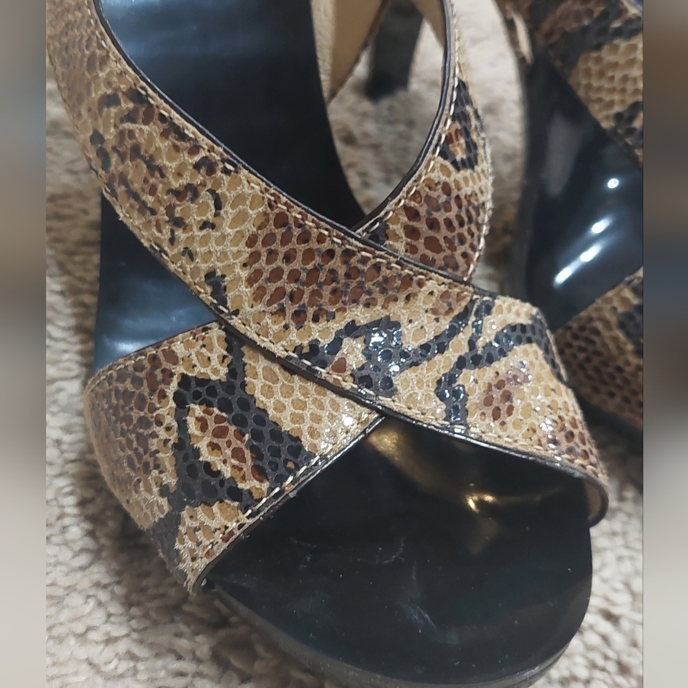 Michael Kors Strappy Brown Black Python Print Hee… - image 8